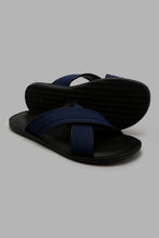 Load image into Gallery viewer, Redtag-Navy-Criss-Cross-Strap-Sandal-Sandals-Men&#39;s-
