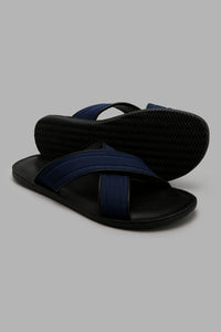 Redtag-Navy-Criss-Cross-Strap-Sandal-Sandals-Men's-