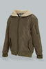 Redtag-Green-Sherpa-Padded-Jacket-Zip-Through-Jackets-Infant-Boys-3 to 24 Months