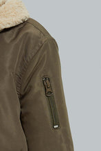 Load image into Gallery viewer, Redtag-Green-Sherpa-Padded-Jacket-Zip-Through-Jackets-Infant-Boys-3 to 24 Months
