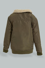 Load image into Gallery viewer, Redtag-Green-Sherpa-Padded-Jacket-Zip-Through-Jackets-Infant-Boys-3 to 24 Months
