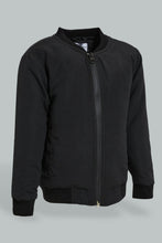 تنزيل الصورة على معرض الصور، Redtag-Black-Bomber-Jacket-With-Zipper-Jackets-Infant-Boys-3 to 24 Months
