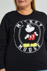 Redtag-Black-Mickey-Mouse-Sweatshirt-Character,-Colour:Black,-Filter:Plus-Size,-LDP-Sweatshirts,-New-In,-New-In-LDP,-Non-Sale,-S22A,-Section:Women,-TBL-Women's-