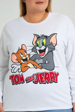 تنزيل الصورة على معرض الصور، Redtag-White-Tom-&amp;-Jerry-Sweatshirt-Character,-Colour:White,-Filter:Plus-Size,-LDP-Sweatshirts,-New-In,-New-In-LDP,-Non-Sale,-S22A,-Section:Women,-TBL-Women&#39;s-
