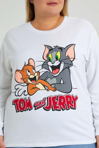 Redtag-White-Tom-&-Jerry-Sweatshirt-Character,-Colour:White,-Filter:Plus-Size,-LDP-Sweatshirts,-New-In,-New-In-LDP,-Non-Sale,-S22A,-Section:Women,-TBL-Women's-