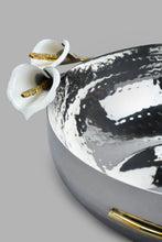 Load image into Gallery viewer, Redtag-Silver-Hammered-Bowl-With-Brass-Decorations-Serving-Bowls-Home-Dining-
