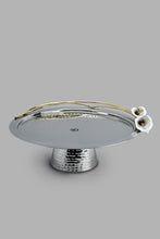 Load image into Gallery viewer, Redtag-Silver-Hammered-Cake-Stand-With-Gold-Brass-Decorations-Trays-Home-Dining-
