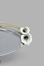 Load image into Gallery viewer, Redtag-Silver-Hammered-Cake-Stand-With-Gold-Brass-Decorations-Trays-Home-Dining-
