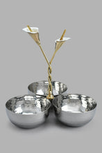 Load image into Gallery viewer, Redtag-Silver-Hammered-3-Section-Bowl-With-Gold-Brass-Decorations-Serving-Dish-Home-Dining-
