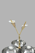 Load image into Gallery viewer, Redtag-Silver-Hammered-3-Section-Bowl-With-Gold-Brass-Decorations-Serving-Dish-Home-Dining-
