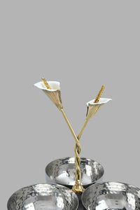 Redtag-Silver-Hammered-3-Section-Bowl-With-Gold-Brass-Decorations-Serving-Dish-Home-Dining-
