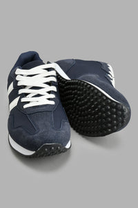 Redtag-Navy-Striped-Overlay-Sneaker-Sneakers-Men's-