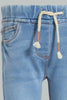 Redtag-Light-Wash-Knit-Denim-Pull-On-Jean-With-Pkt-Embroidered-Jeans-Slim-Fit-Infant-Girls-3 to 24 Months