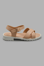 Load image into Gallery viewer, Redtag-Beige-Crossover-Strap-Sandal-Sandals-Senior-Girls-5 to 14 Years
