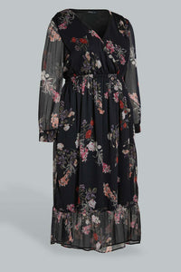 Redtag-Black-Floral-Print-Wrap-Midi-Dresses-Women's-