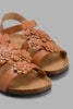 Redtag-Brown-Floral-Cork-Sandal-Sandals-Girls-3 to 5 Years