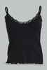 Redtag-Black-Strappy-Rib-Vest-With-Lace-Vests-Women's-