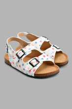 تنزيل الصورة على معرض الصور، Redtag-White-Floral-Print-Cork-Sandal-Cork-Girls-3 to 5 Years
