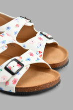 تنزيل الصورة على معرض الصور، Redtag-White-Floral-Print-Cork-Sandal-Cork-Girls-3 to 5 Years
