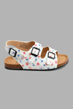 تنزيل الصورة على معرض الصور، Redtag-White-Floral-Print-Cork-Sandal-Cork-Girls-3 to 5 Years
