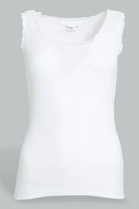 White Lace Basic Top For Women