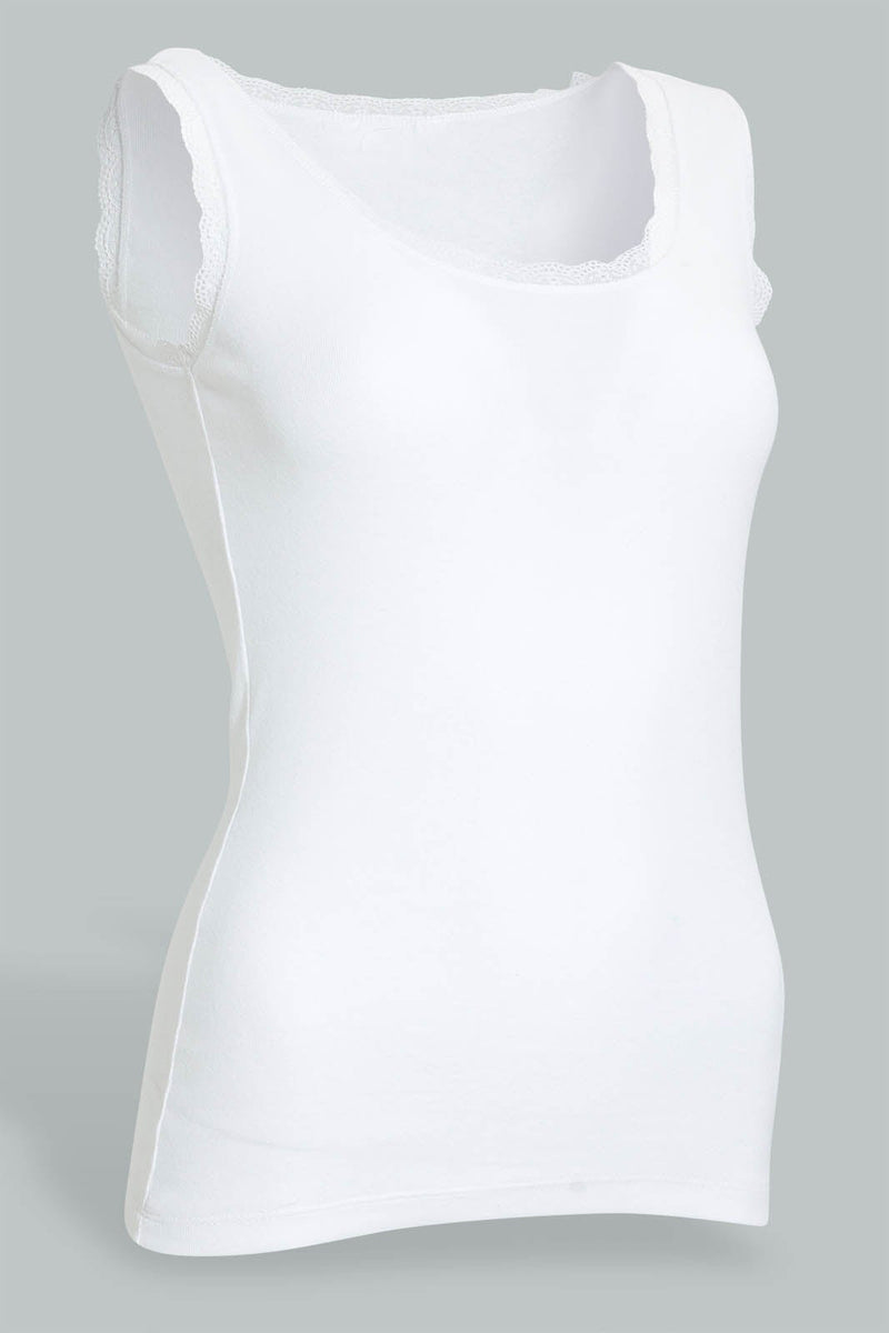 White Lace Basic Top For Women