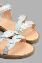 Load image into Gallery viewer, Redtag-Silver-Leaves-Embellished-Sandal-Casual-Sandals-Girls-3 to 5 Years
