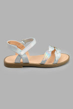 Load image into Gallery viewer, Redtag-Silver-Leaves-Embellished-Sandal-Casual-Sandals-Girls-3 to 5 Years
