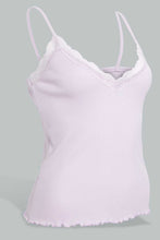 Load image into Gallery viewer, Redtag-Lilac-Strappy-Rib-Vest-With-Lace-Vests-Women&#39;s-
