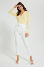 Load image into Gallery viewer, Redtag-Yellow-Puff-Sleeve-Wrap-Top-Blouses-Women&#39;s-
