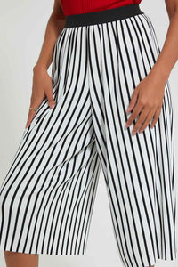 Redtag-Black-Striped-Wideleg-Culotte-Trousers-Women's-0