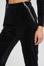 Load image into Gallery viewer, Redtag-Black-Trim-Detail-Wideleg-Trouser-Trousers-Women&#39;s-
