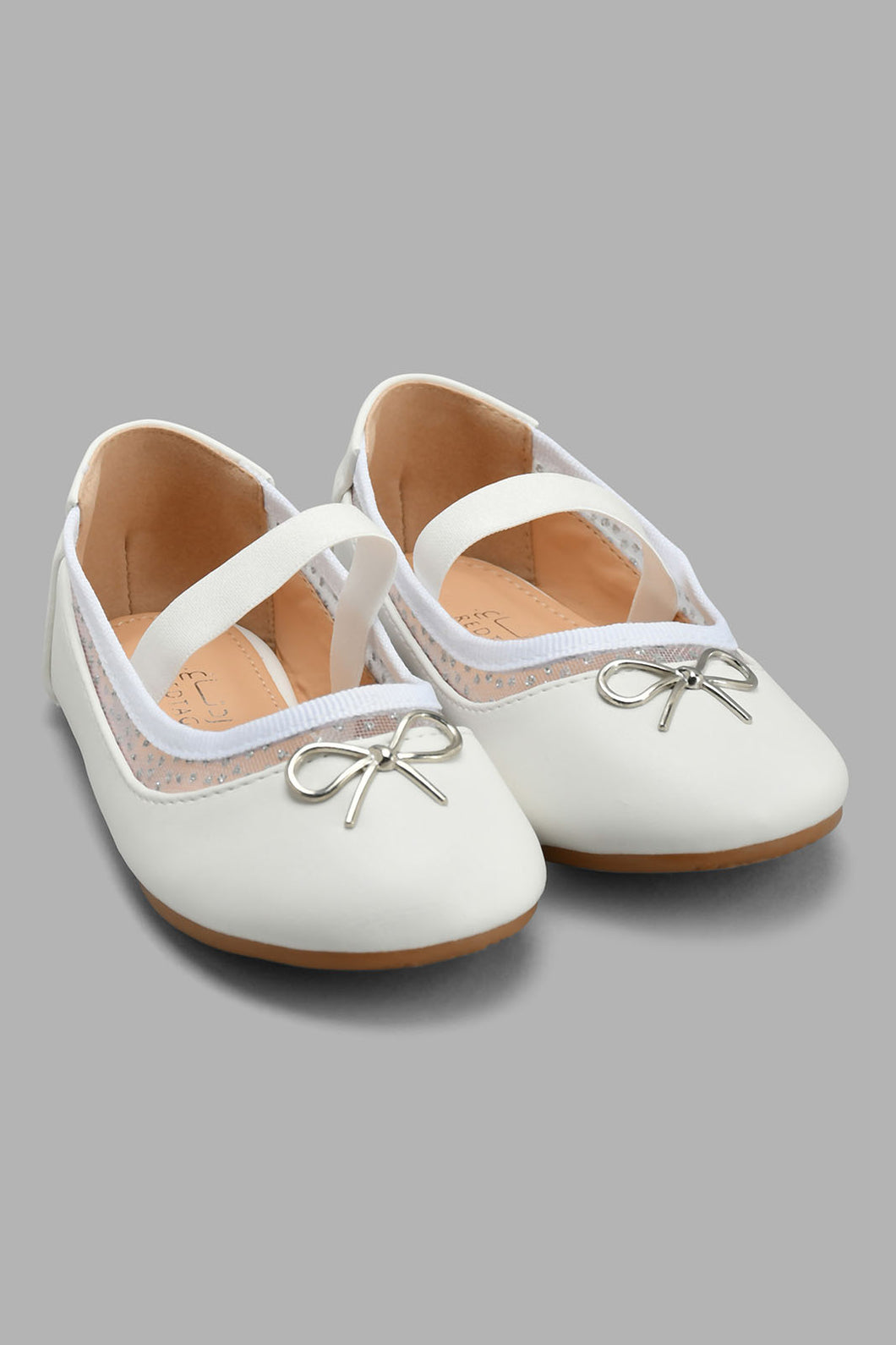 Redtag-White-Bow-Trim-Ballerina-Ballerinas-Girls-3 to 5 Years