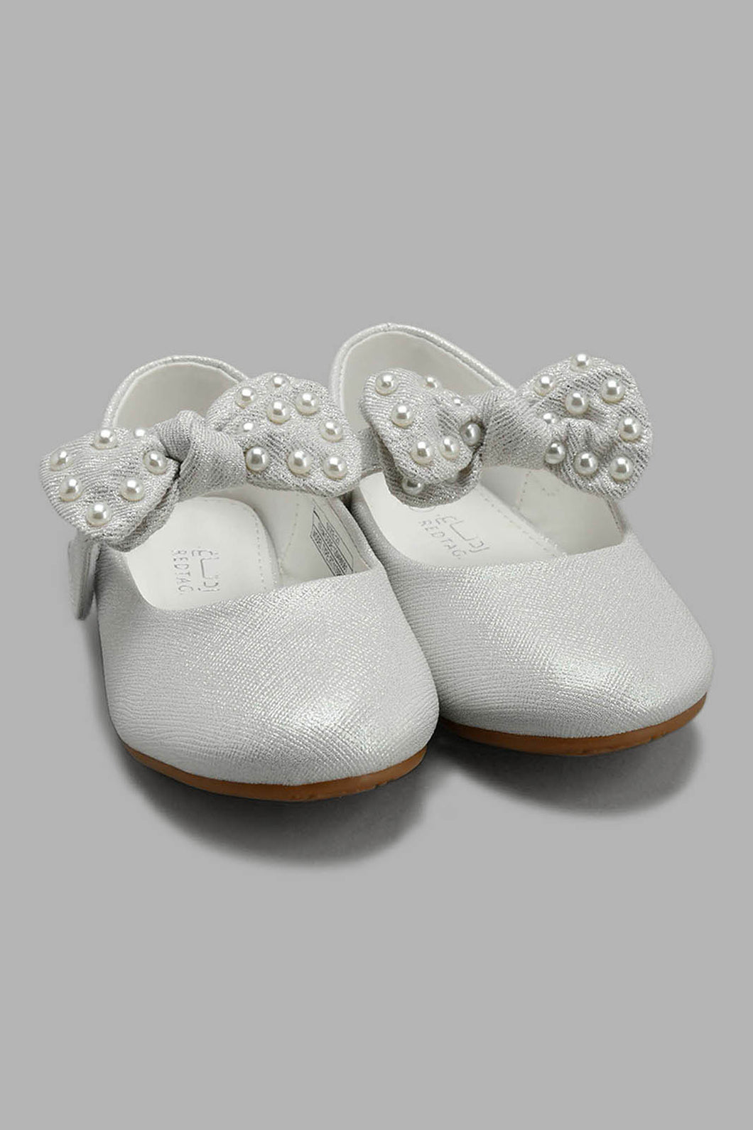 Redtag-Silver-Bow-Trim-Ballerina-Ballerinas-Girls-3 to 5 Years