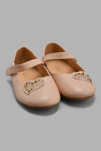 Load image into Gallery viewer, Redtag-Beige-Heart-Trim-Ballerina-Ballerinas-Girls-3 to 5 Years
