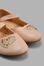 Load image into Gallery viewer, Redtag-Beige-Heart-Trim-Ballerina-Ballerinas-Girls-3 to 5 Years
