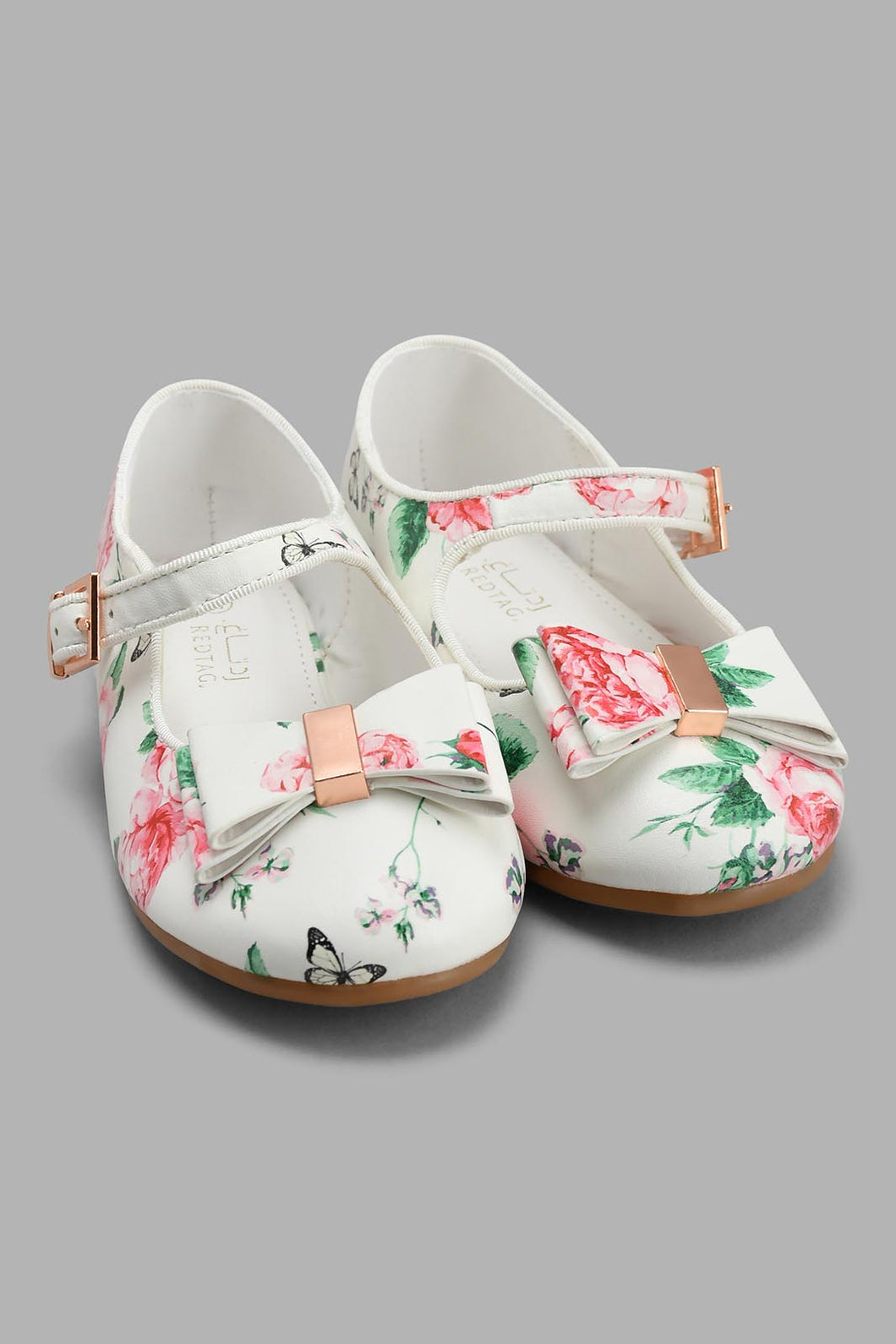 Redtag-White-Floral-Print-Ballerina-Ballerinas-Girls-3 to 5 Years