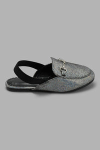 Redtag-Black-Shimmer-Mule-Mules-Girls-3 to 5 Years