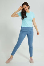 Load image into Gallery viewer, Redtag-Blue-Plain-Short-Sleeve-Crew-Neck-T-Shirt-Active-Tees-Women&#39;s-
