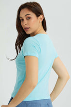 Load image into Gallery viewer, Redtag-Blue-Plain-Short-Sleeve-Crew-Neck-T-Shirt-Active-Tees-Women&#39;s-
