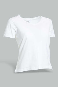 Redtag-White-Plain-Short-Sleeve-V-Neck-T-Shirt-Active-Tees-Women's-