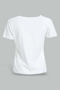 Redtag-White-Plain-Short-Sleeve-V-Neck-T-Shirt-Active-Tees-Women's-