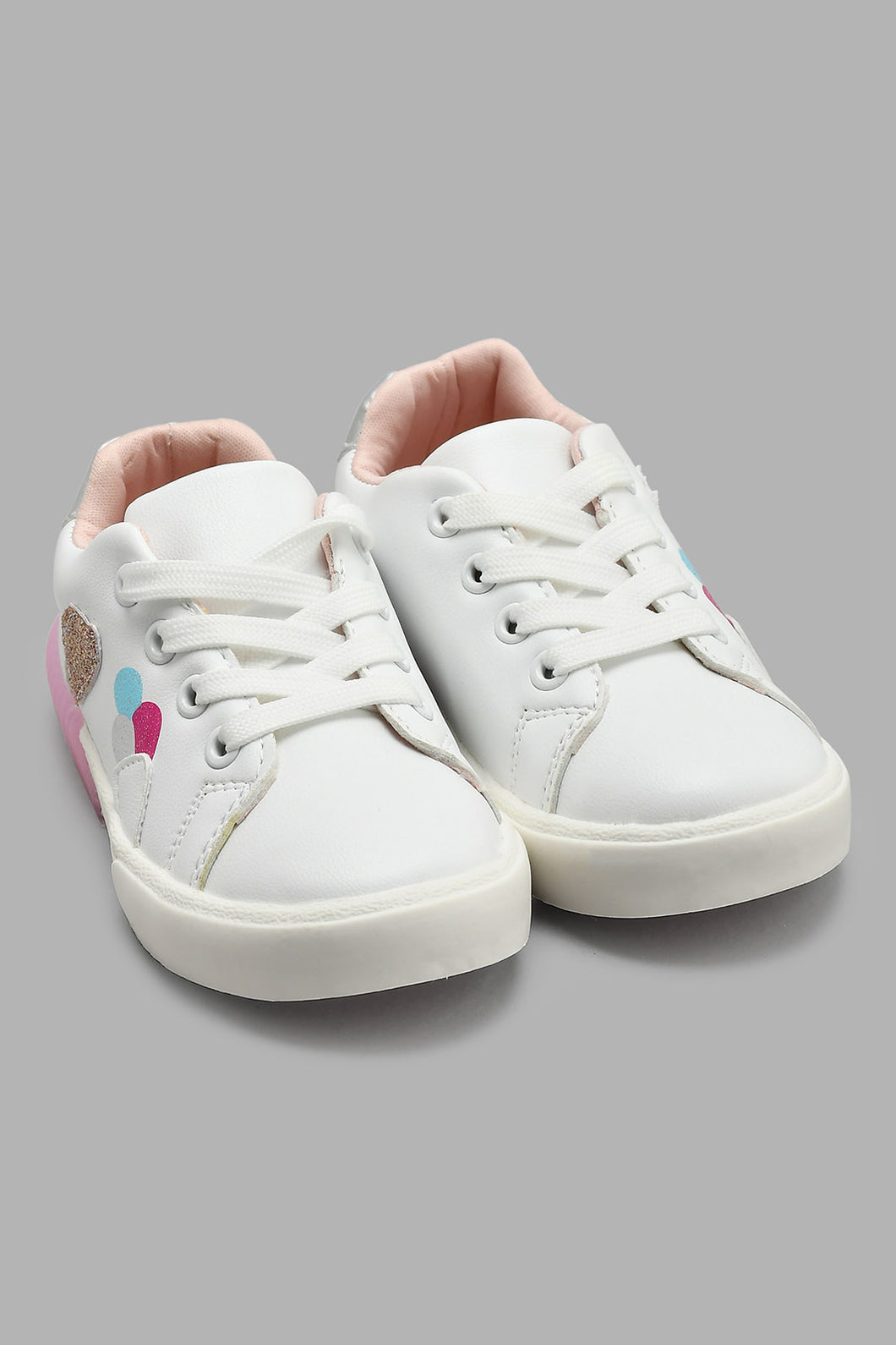 Redtag-White-Ice-Cream-Trim-Sneaker-Sneakers-Girls-3 to 5 Years