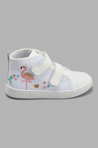 Redtag-White-Swan-High-Top-Sneaker-Sneakers-Girls-3 to 5 Years