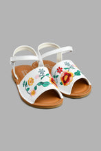 Load image into Gallery viewer, Redtag-White-Floral-Embroidered-Sandal-Colour:White,-Filter:Girls-Footwear-(3-to-5-Yrs),-GIR-Casual-Sandals,-New-In,-New-In-GIR-FOO,-Non-Sale,-S22B,-Section:Kidswear-Girls-3 to 5 Years
