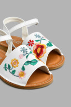 Load image into Gallery viewer, Redtag-White-Floral-Embroidered-Sandal-Colour:White,-Filter:Girls-Footwear-(3-to-5-Yrs),-GIR-Casual-Sandals,-New-In,-New-In-GIR-FOO,-Non-Sale,-S22B,-Section:Kidswear-Girls-3 to 5 Years
