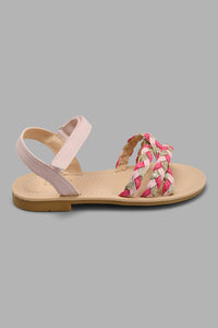 Redtag-Pink-Braided-Strap-Sandal-Slingbacks-Girls-3 to 5 Years