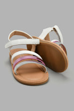 Load image into Gallery viewer, Redtag-White-Multi-Strap-Sandal-Slingbacks-Girls-3 to 5 Years
