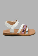 Load image into Gallery viewer, Redtag-White-Multi-Strap-Sandal-Slingbacks-Girls-3 to 5 Years
