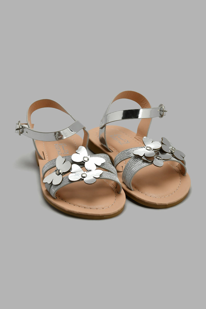 Redtag-Silver-Butterfly-Strap-Sandal-Sandals-Girls-3 to 5 Years